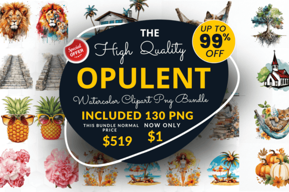 Download Opulent Watercolor Big Clipart Bundle - Opulent Collection