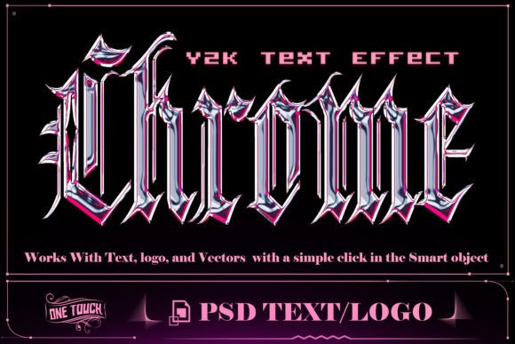 Download Sleek Design Chrome Y2K Text Effect PSD - Premium Resources